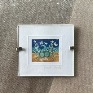 Horoscope sign Cancer art miniature 2x2.5” with wall mount hardware from England